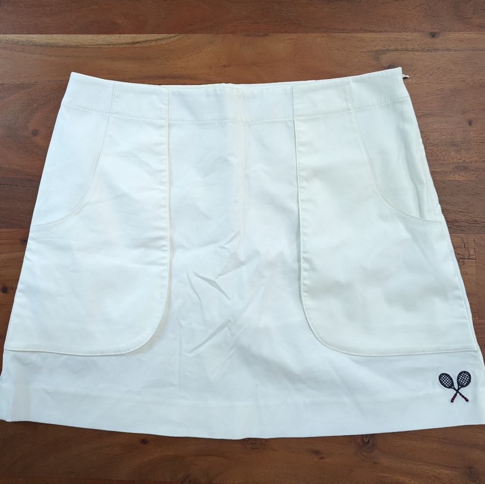 Brooks Brothers Cream Ivory tennis skirt w/ built in shorts, large pockets, s 6